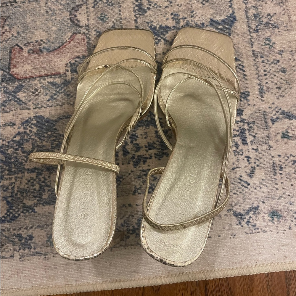 Baltini gold strappy heels